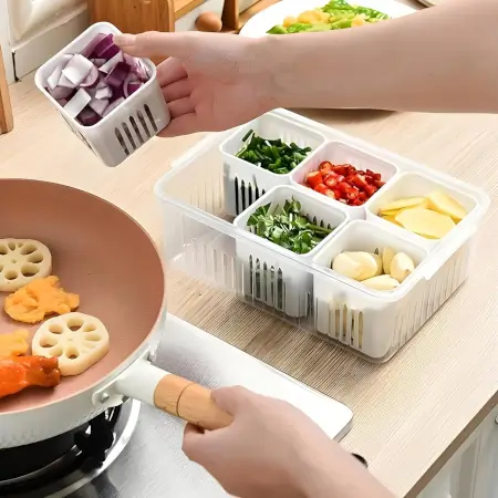 7UY65wKN9BSJJm8ARSXvX5P0Dh5UeTZvfX5lqqwN.webp Fridge Storage Boxes Freezer Storage Containers, Container for Kitchen Storage Set, Storage in Kitchen, Vegetable Storage, Draining Crisper Refrigerator Food Box (1 Pc) ( default, Standard ).