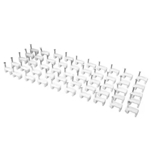 50 pcs 8mm nail cable clips set durable plastic u-type wire holder with steel nail - Stainless Steel, Cable Management Clips, Durable Plastic ( default, OS ).