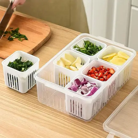 GE8akqGpT08GEHEPWM4Zz7jeK5J0dLO4hg8QUeq7.webp Fridge Storage Boxes Freezer Storage Containers, Container for Kitchen Storage Set, Storage in Kitchen, Vegetable Storage, Draining Crisper Refrigerator Food Box (1 Pc) ( default, Standard ).