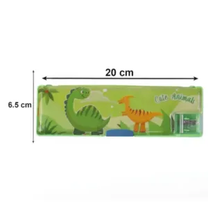 Kids Pencil Box with Built-in Sharpener | Cute Dinosaur Pencil Case | Multipurpose Stationery Organizer for School Boys & Girls ( default, OS )