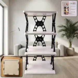Multipurpose Foldable 4 Layer Storage Rack | Space Saving Kitchen | Foldable Countertop Storage Stand ( default, OS )