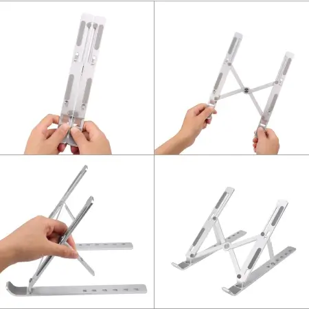 PVswRtNcGlspQLPLIqdvHFO7npzMa5KXKgpEZBd3.webp Laptop Stand for Desk | Metal Portable Laptop Stand, with 6 Adjustable Angles | Laptop Riser, Phone, and Tablet Stand | Compatible for All Laptop ( default, Standard ).