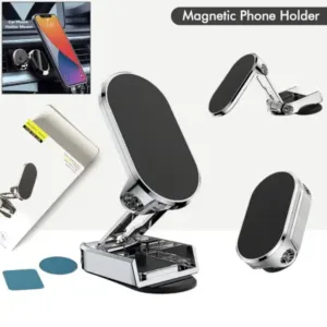 360 Degree Rotating Magnetic Car Phone Holder | Metal Folding Car Phone Holder | New Alloy Folding Magnetic Car Phone Holder (Pack of 1) ( default, Standard ).