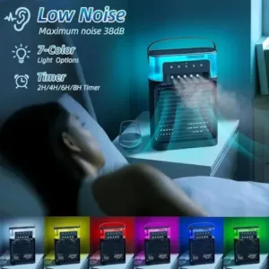 Mini Air Cooler, Mini Fan with Water Mist Spray, Portable Desk Cooling Fan