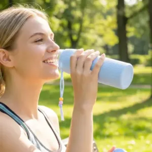 Ribbed Glass Water Bottle | Leakproof Reusable Drinking Bottle for Office, Gym & Travel (500ml) ( default, OS )