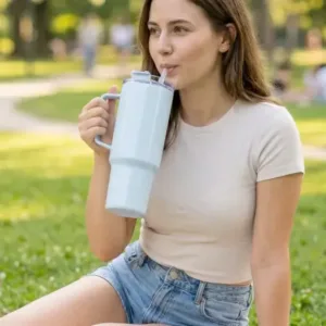1800ml Travel Tumbler with Handle & Straw | Large Capacity Leak-Resistant Insulated Drink Cup ( default, OS )