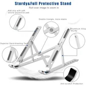 Laptop Stand for Desk | Metal Portable Laptop Stand, with 6 Adjustable Angles | Laptop Riser, Phone, and Tablet Stand | Compatible for All Laptop ( default, Standard ).