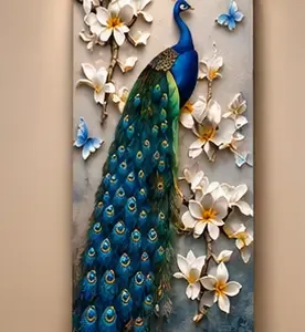 Radha Krishna Peacock 3 Panel Canvas Wall Painting | Premium Spiritual Wall Art for Living Room, Bedroom & Office ( default, OS )