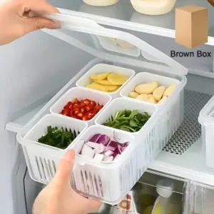 Fridge Storage Boxes Freezer Storage Containers, Container for Kitchen Storage Set, Storage in Kitchen, Vegetable Storage, Draining Crisper Refrigerator Food Box (1 Pc) ( default, Standard ).