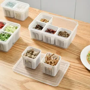 Fridge Storage Boxes Freezer Storage Containers, Container for Kitchen Storage Set, Storage in Kitchen, Vegetable Storage, Draining Crisper Refrigerator Food Box (1 Pc) ( default, Standard ).