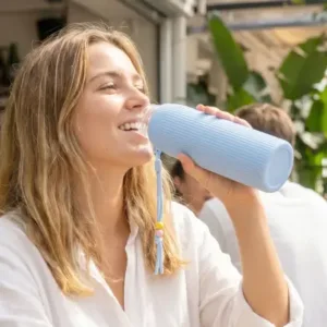 Ribbed Glass Water Bottle | Leakproof Reusable Drinking Bottle for Office, Gym & Travel (500ml) ( default, OS )